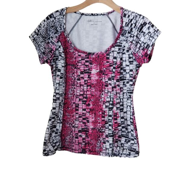 2 FOR $5 SALE Sofia Vergara Active  Short Sleeve Paradise Pink Combo Top  Small - Picture 1 of 7